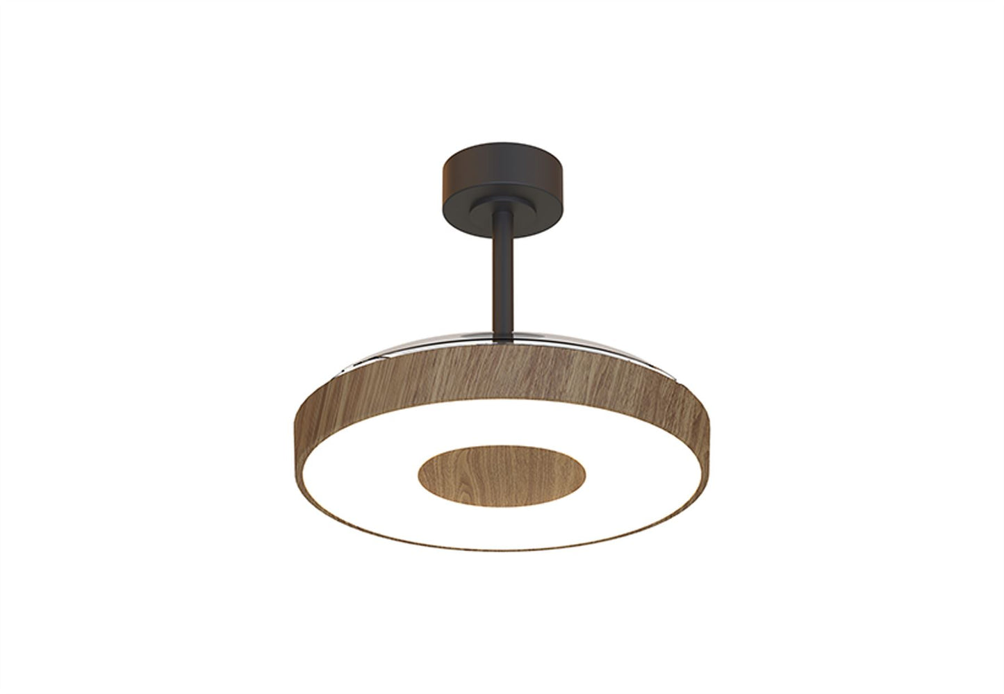 Coin Fan M 49cm 40W LED Dimmable Ceiling With Built-In 30W DC Fan, 3000-5000K Remote, APP, Alexa & Google Voice Control, 6400lm, Walnut/Black