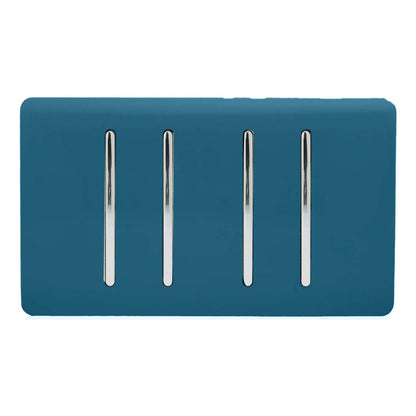 Trendi Artistic Modern Glossy 4 Gang 2 Way Rocker Double Plate Tactile Light Switch Midnight Blue