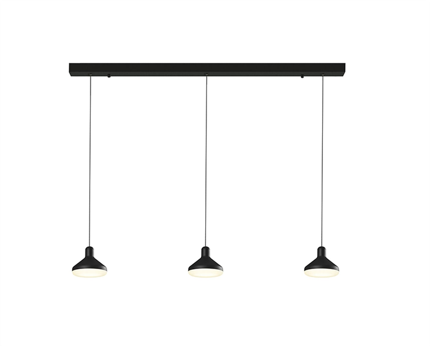 Mantra Fusion Sirio 3 Light Linear Bar Pendant, 24W LED, 3000K, 1770lm, Black, 3yrs Warranty