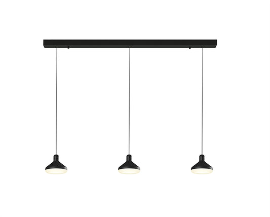 Mantra Fusion Sirio 3 Light Linear Bar Pendant, 24W LED, 3000K, 1770lm, Black, 3yrs Warranty