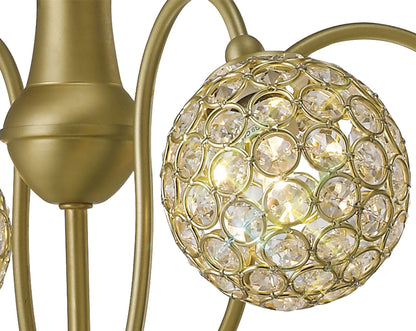 Diyas Apollo  4 Light G9 Satin Brass/Crystal Ceiling Pendant Light Fitting