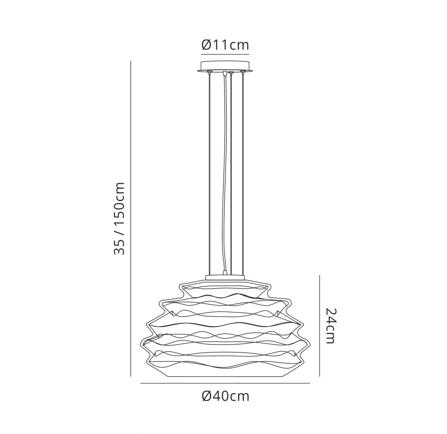 Mantra Fusion M6274 Nubole Pendant 40cm Round, 1 x E27 (Max 60W), Opal White