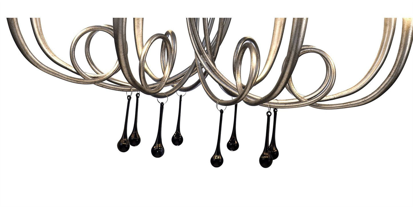 Mantra M6207 Paola Pendant 95cm Round, 8 x E14 (Max 40W), Silver Painting, Black Shades