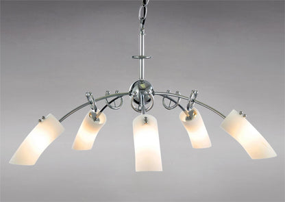 Diyas Lucia 64cm  5 Light G9 Polished Chrome/Frosted Glass Ceiling Pendant Light Fitting