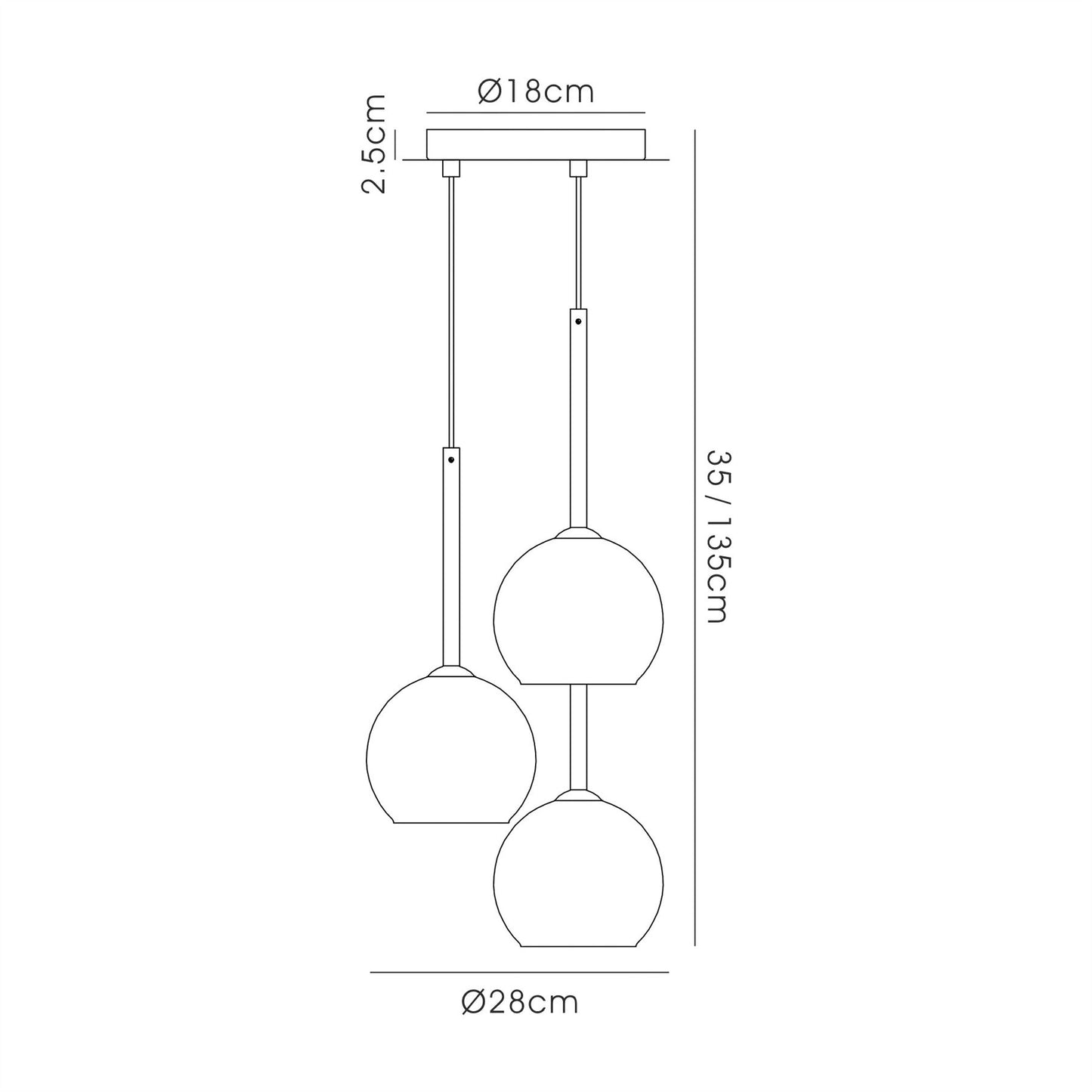 Deco Regina Pendant 3 Light G9 Copper/Copper Glass