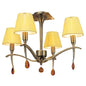 Mantra Siena 55cm Semi Flush Round 4 Light E14, Antique Brass with Amber Cream Shades and Amber Crystal