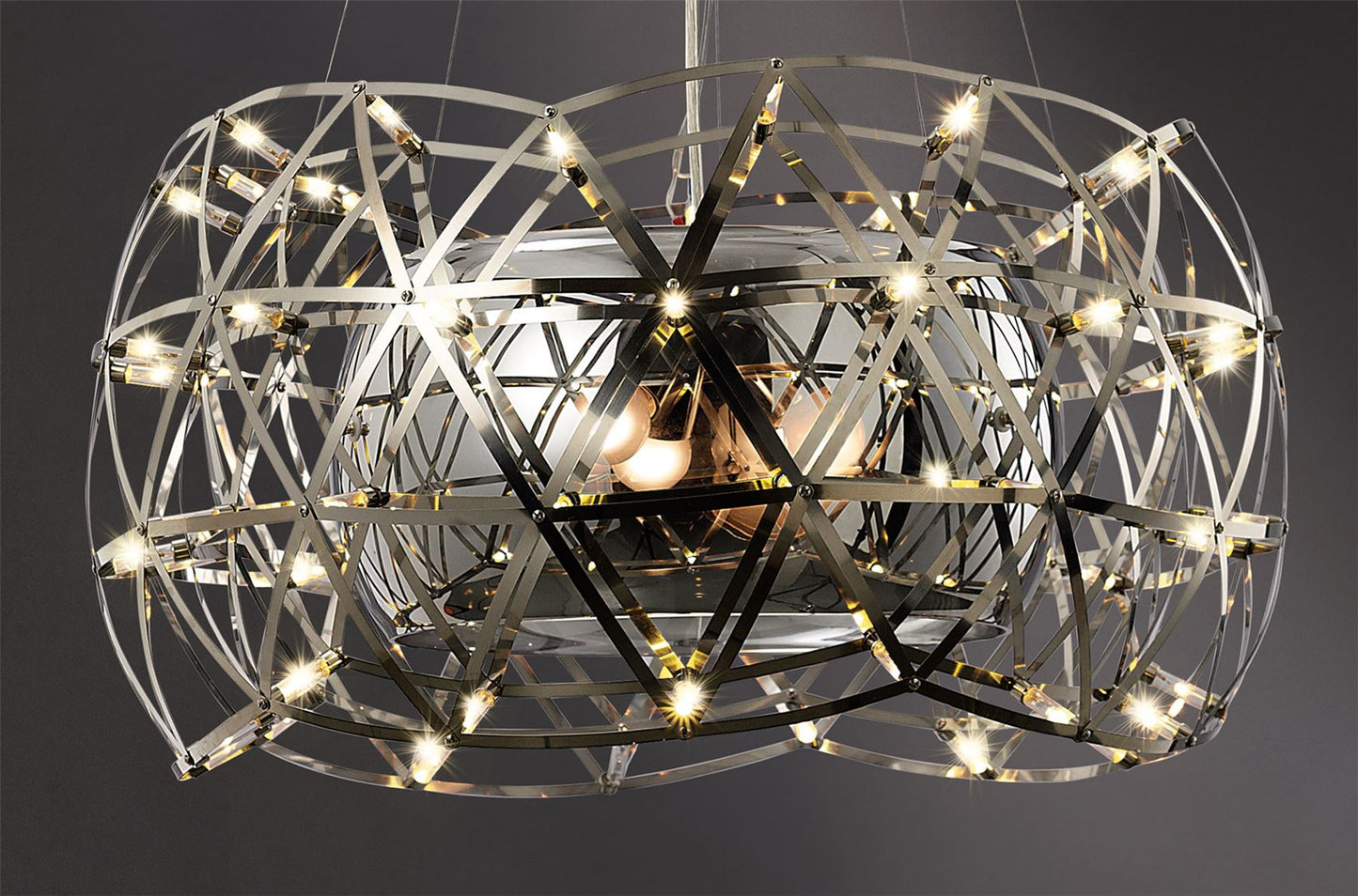 Diyas Atria 65cm  3 Light E27 with LEDs and Remote Control Stainless Steel Ceiling Pendant Light Fitting