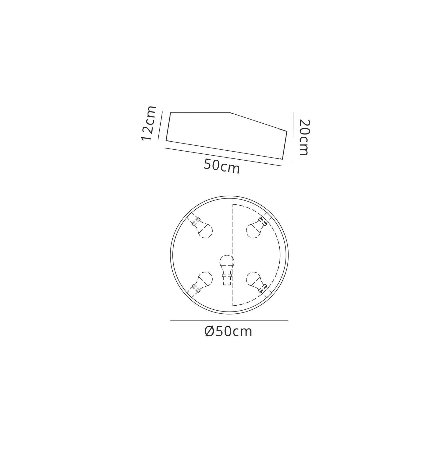 Mantra M6169 Mini Ceiling 50cm Round, 5 x E27 (Max 20W), Silver - M6169 Ceiling