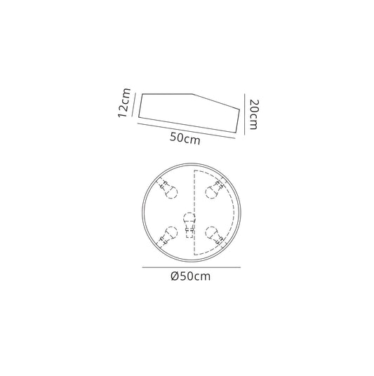 Mantra M6169 Mini Ceiling 50cm Round, 5 x E27 (Max 20W), Silver - M6169 Ceiling