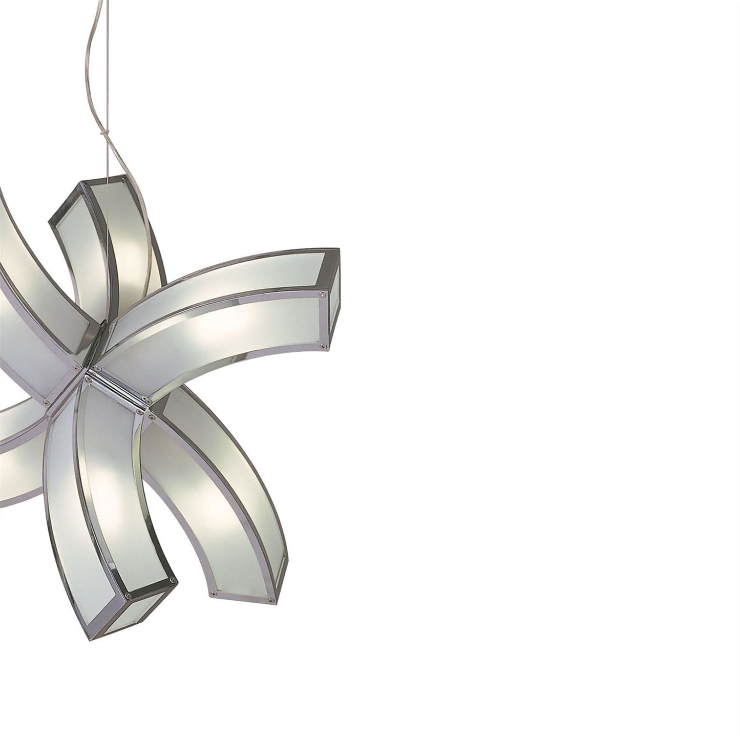 Mantra Duna GU10 66cm Pendant 6 arms 6 Light L1/SGU10, Polished Chrome/White Acrylic, CFL Lamps INCLUDED