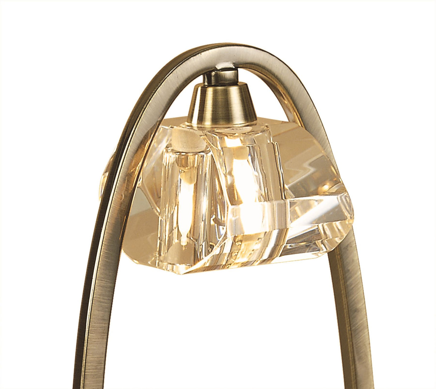 Mantra Alfa Large Crystal Table Lamp 1 Light G9, Antique Brass