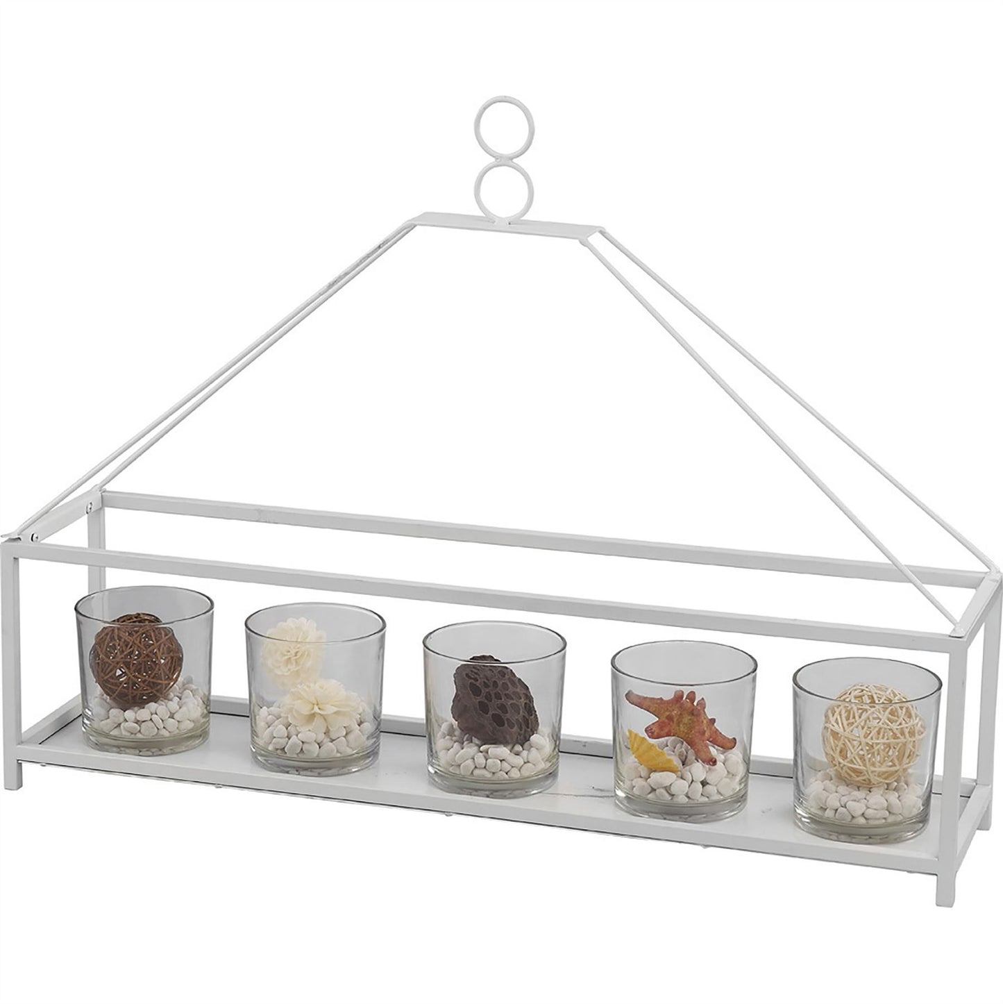 Diyas Home (DH) Athena 4 Candle Holder Large White/Clear Glass Art