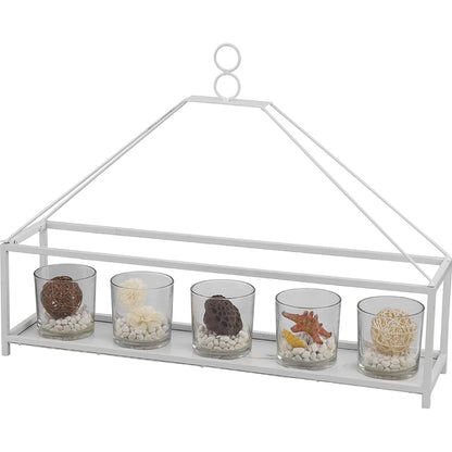 Diyas Home (DH) Athena 4 Candle Holder Large White/Clear Glass Art