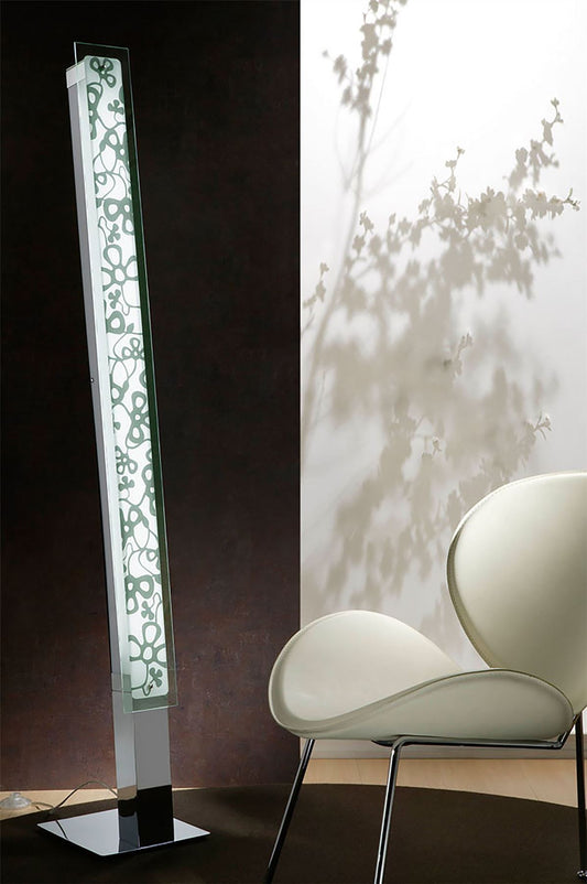 Mantra Euphoria Floor Lamp 2 Light T5, Polished Chrome/Opal White Glass, NOT LED/CFL Compatible