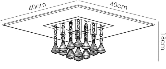 Diyas Starda Flush  Square 5 Light G9 Chrome/Crystal Ceiling Light Fitting