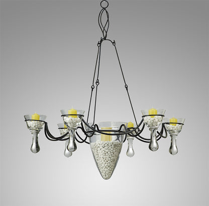 Diyas Home (DH) Tessa  6 Arm Black/Clear Glass Ceiling Pendant Light Fitting