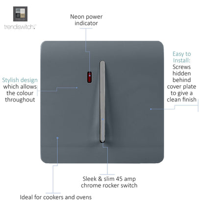 Trendi Artistic Modern Glossy 20 A Tactile Light Switch & Neon Insert Warm Grey