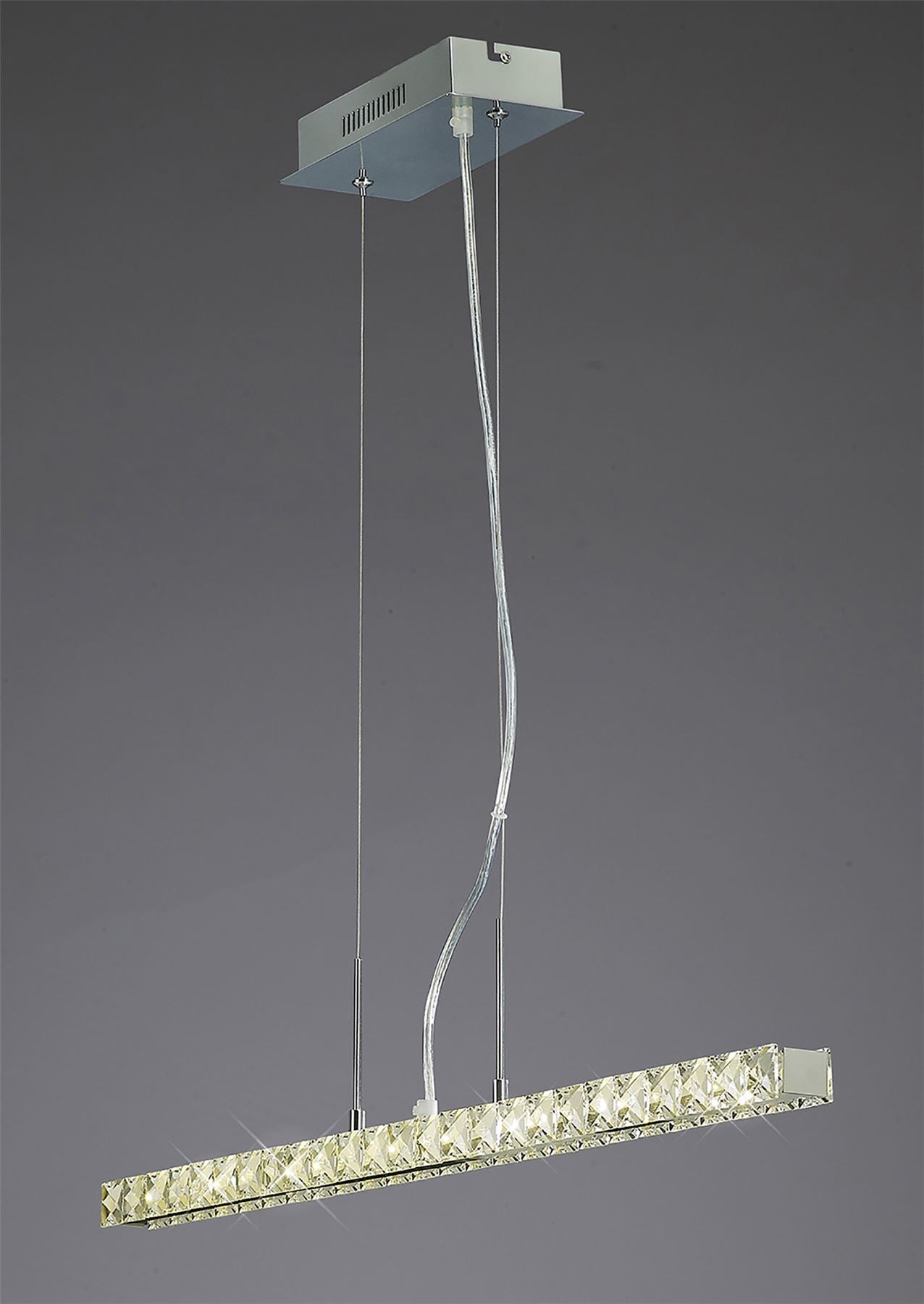 Diyas Galaxy  Linear 12W LED 4000K Polished Chrome/Crystal Ceiling Pendant Light Fitting