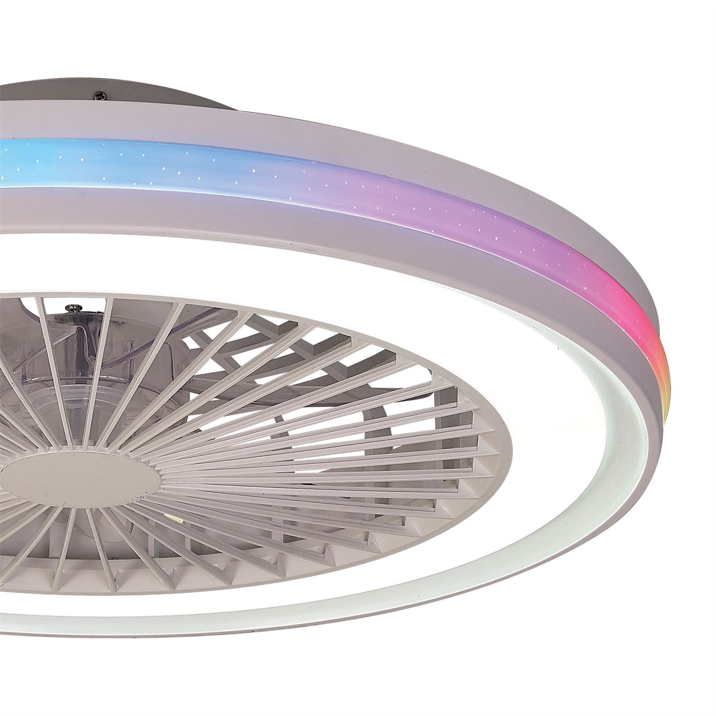 Gamer 47cm 40W LED Dimmable White/RGB Ceiling Light With Built-In 20W DC Reversible Fan, c/w Remote Control, 4200lm, White