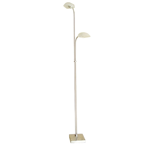Diyas Udine Floor Lamp with In-Line Dimmer 2 Light G9 Satin Chrome/Frosted Glass, NOT LED/CFL Compatible