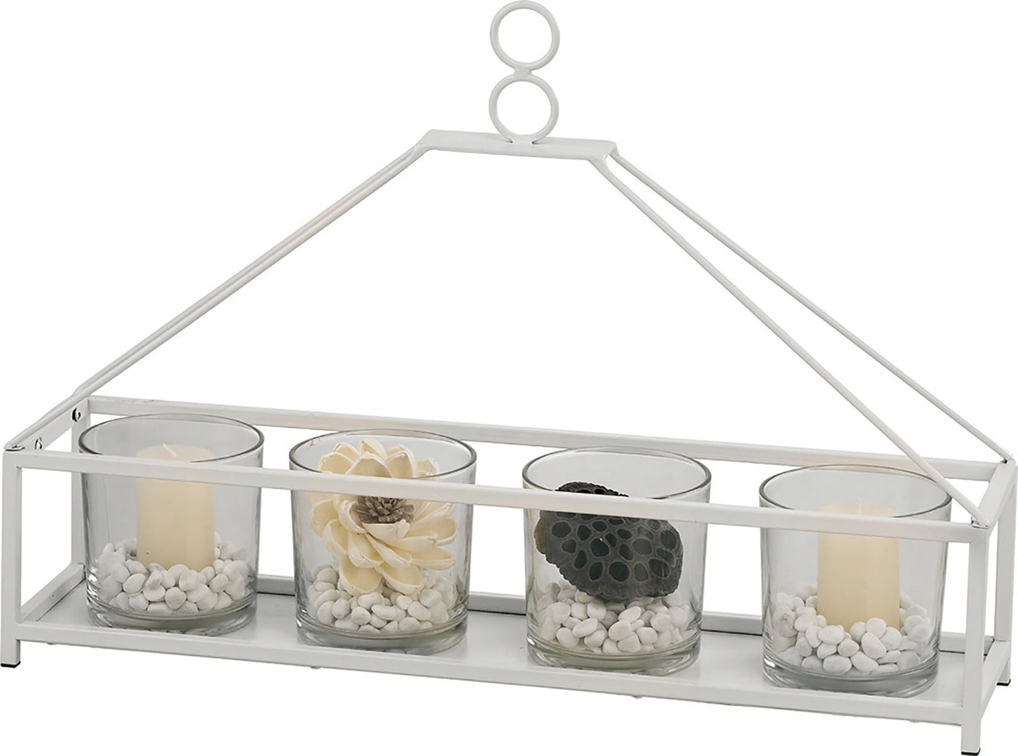 Diyas Home (DH) Athena 5 Candle Holder Medium White/Clear Glass Art