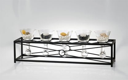 Diyas Home (DH) Tessa Candle Holder 5 Black/Clear Glass Art