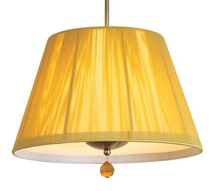 Mantra Siena 40cm Pendant Round 1 Light E27, Antique Brass with Amber Cream Shade and Amber Crystal