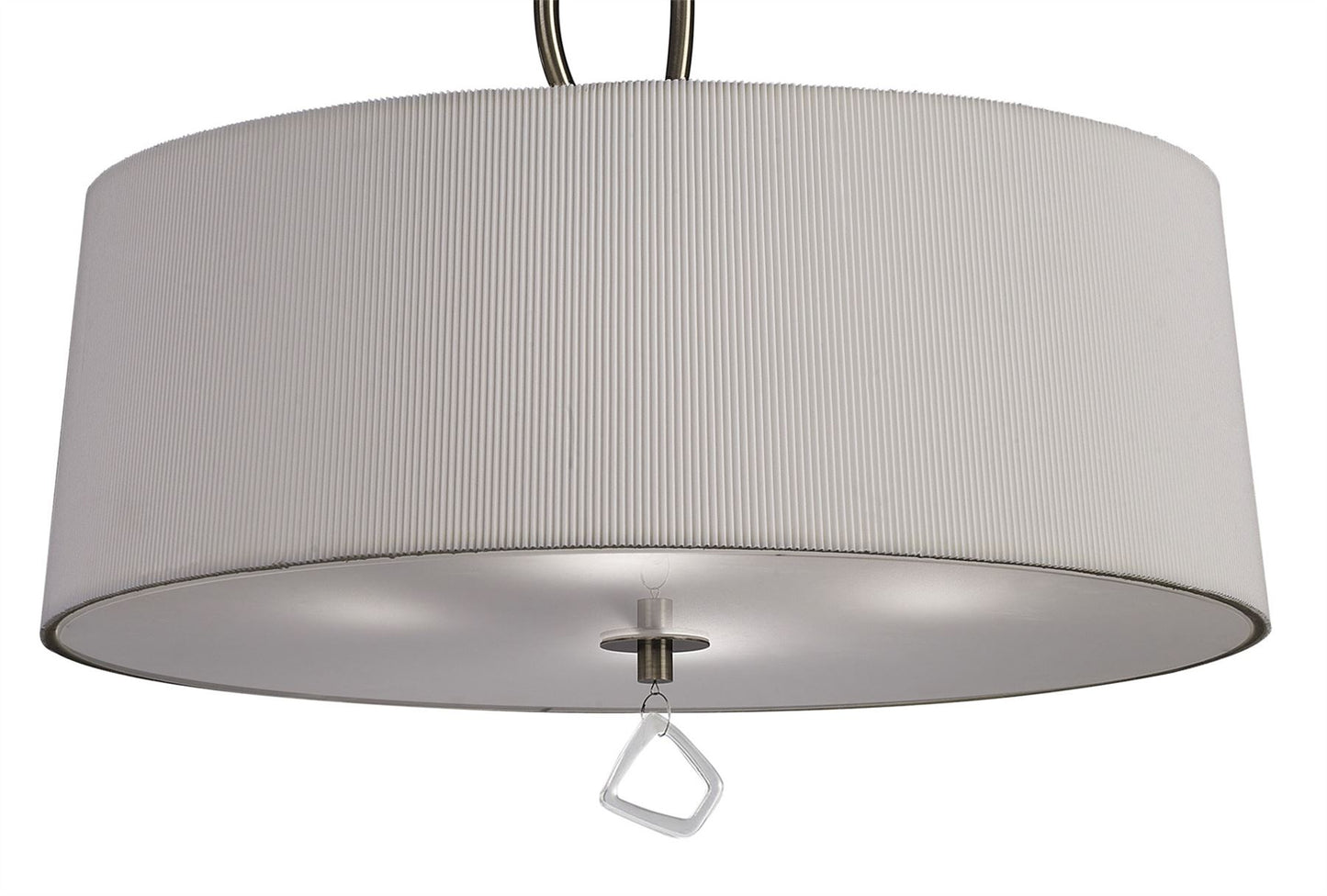 Mantra Mara 55cm Pendant 4 Light E27 Round, Antique Brass with Ivory White Shade