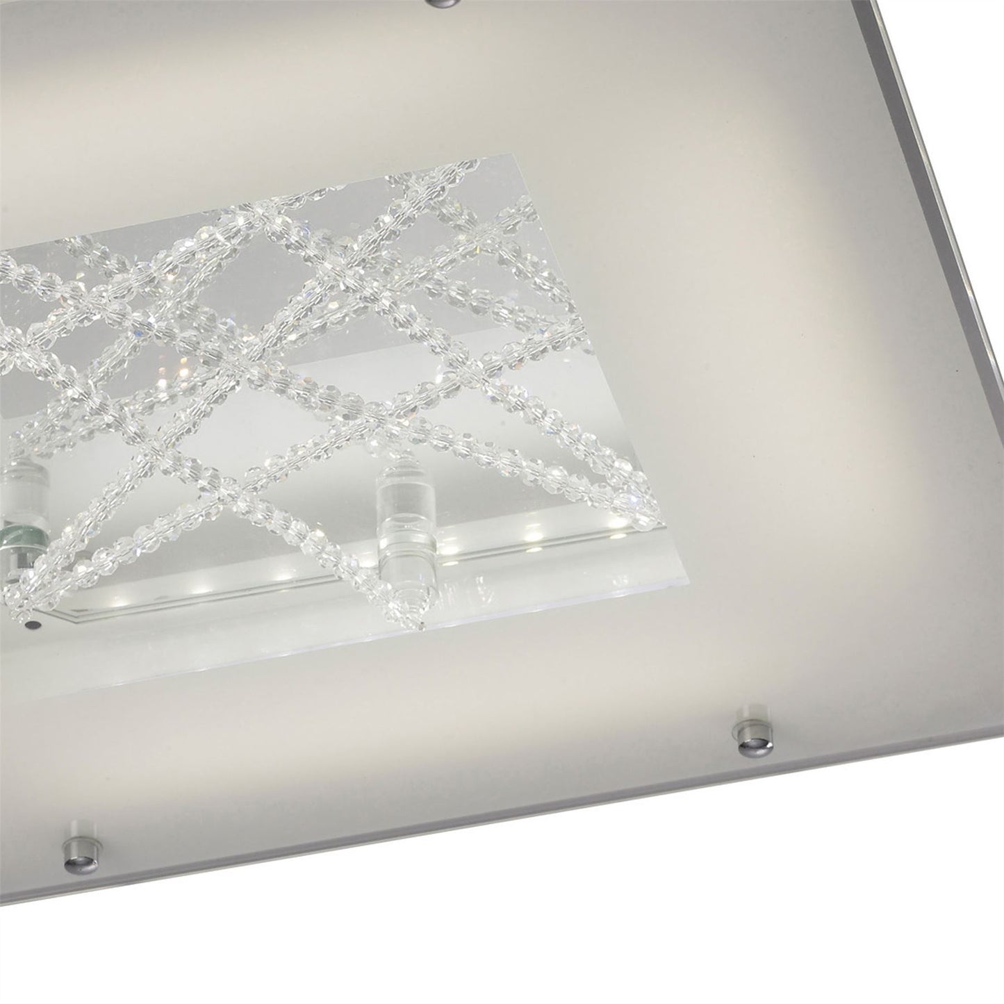 Diyas Felix Square Flush  16W LED 3600K Polished Chrome/Crystal, 3yrs Warranty Crystal Ceiling Light Fitting