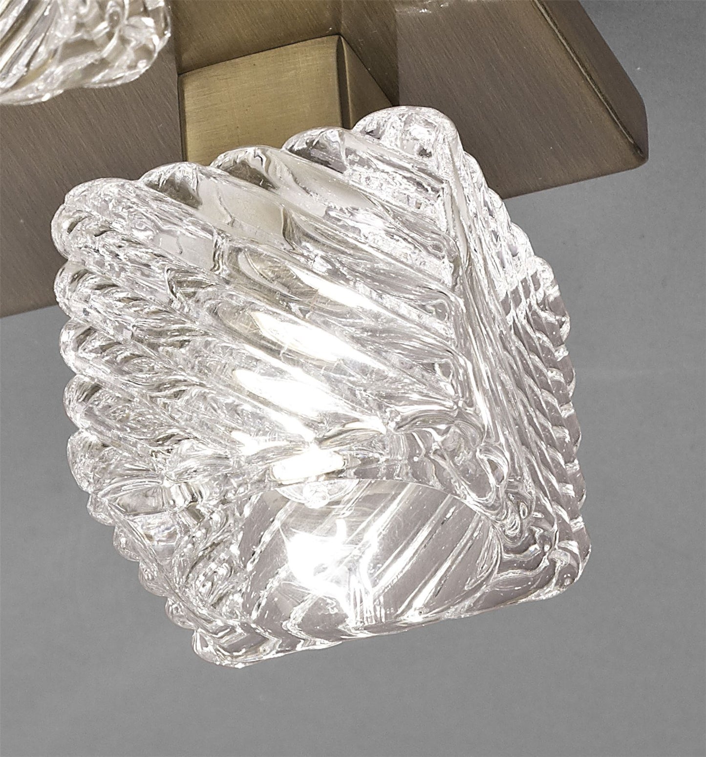 Deco Accor Ceiling Flush 5 Light G9, 230mm Square, Antique Brass/Clear Glass