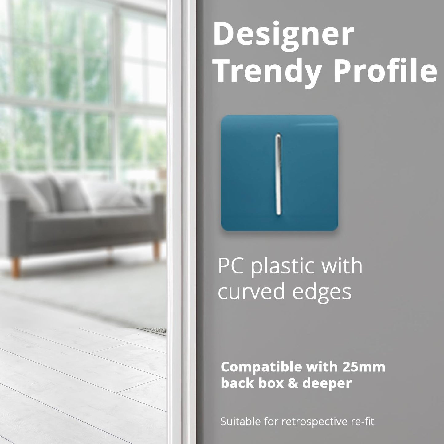 Trendi Artistic Modern Glossy  Home Automation Switch Ocean Blue