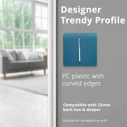 Trendi Artistic Modern Glossy  Home Automation Switch Ocean Blue