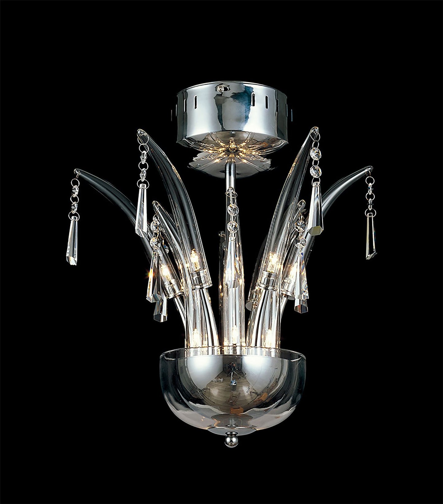 Diyas Jasper 40cm  Round 12 Light G4 Polished Chrome/Crystal, NOT LED/CFL Compatible Ceiling Pendant Light Fitting