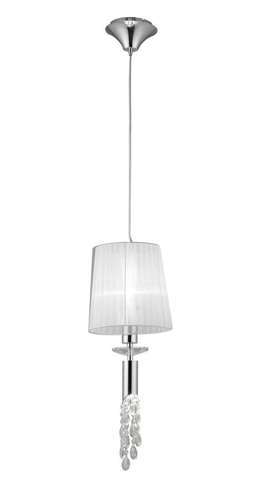 Mantra M3861 Tiffany Pendant 1+1 Light E27+G9, Polished Chrome with White Shade & Clear Crystal