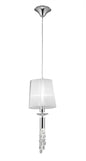 Mantra M3861 Tiffany Pendant 1+1 Light E27+G9, Polished Chrome with White Shade & Clear Crystal