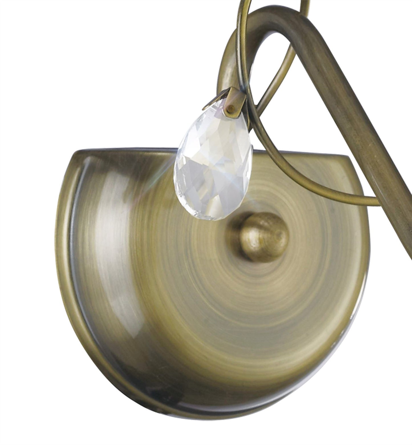 Diyas Willow Wall Light WITHOUT SHADE 1 Light E14 Antique Brass/Crystal