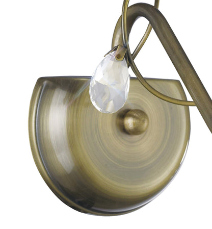 Diyas Willow Wall Light WITHOUT SHADE 1 Light E14 Antique Brass/Crystal