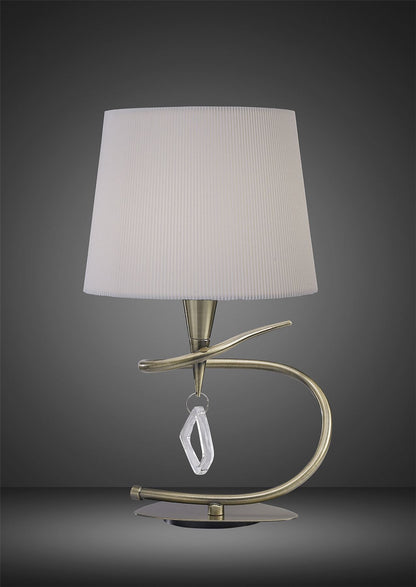 Mantra Mara Table Lamp 1 Light E14 Large, Antique Brass with Ivory White Shade