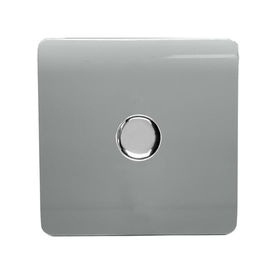 Trendi 1 Gang 2 Way 150w LED Dimmer Screwless 10 Amp Wall Light Switch in Platinum Silver - ART-LDM150WSI