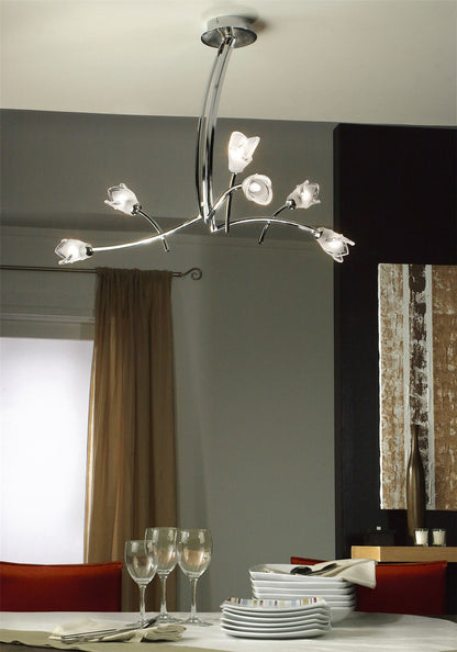 Mantra Pietra 70cm Pendant 3 Arm 6 Light G9, Polished Chrome