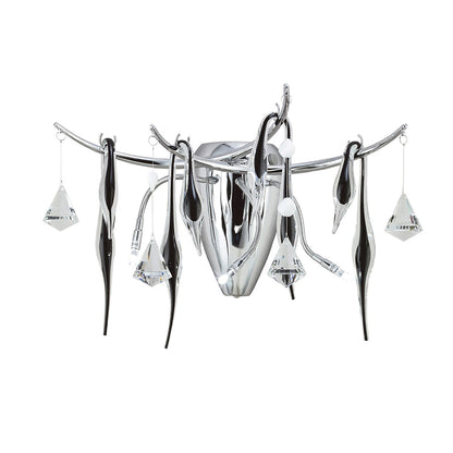 Diyas Cygnet Wall Light 3 Light G4 Polished Chrome/Black Glass/Crystal, NOT LED/CFL Compatible