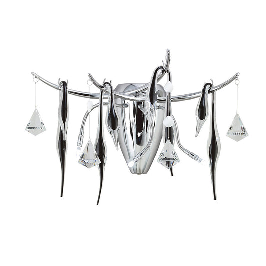 Diyas Cygnet Wall Light 3 Light G4 Polished Chrome/Black Glass/Crystal, NOT LED/CFL Compatible