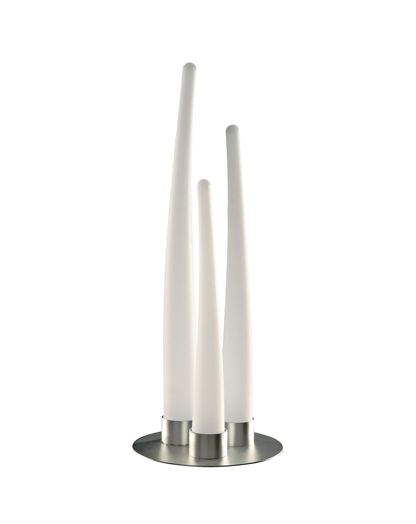 Mantra Estalacta Table Lamp 3 Light Indoor, Silver/Opal White