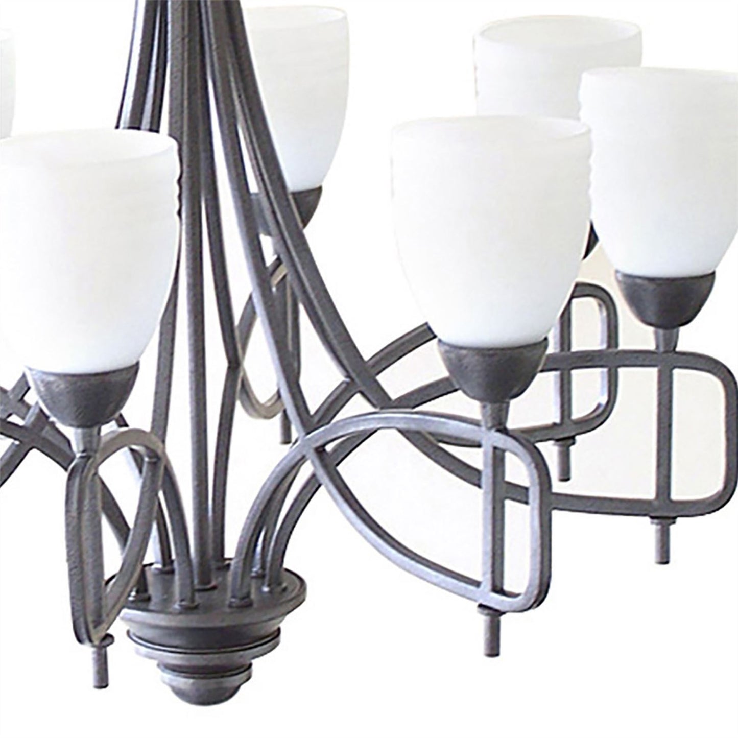 Diyas Ortona 60cm  8 Light E14 Russet Brown/Opal Glass Ceiling Pendant Light Fitting