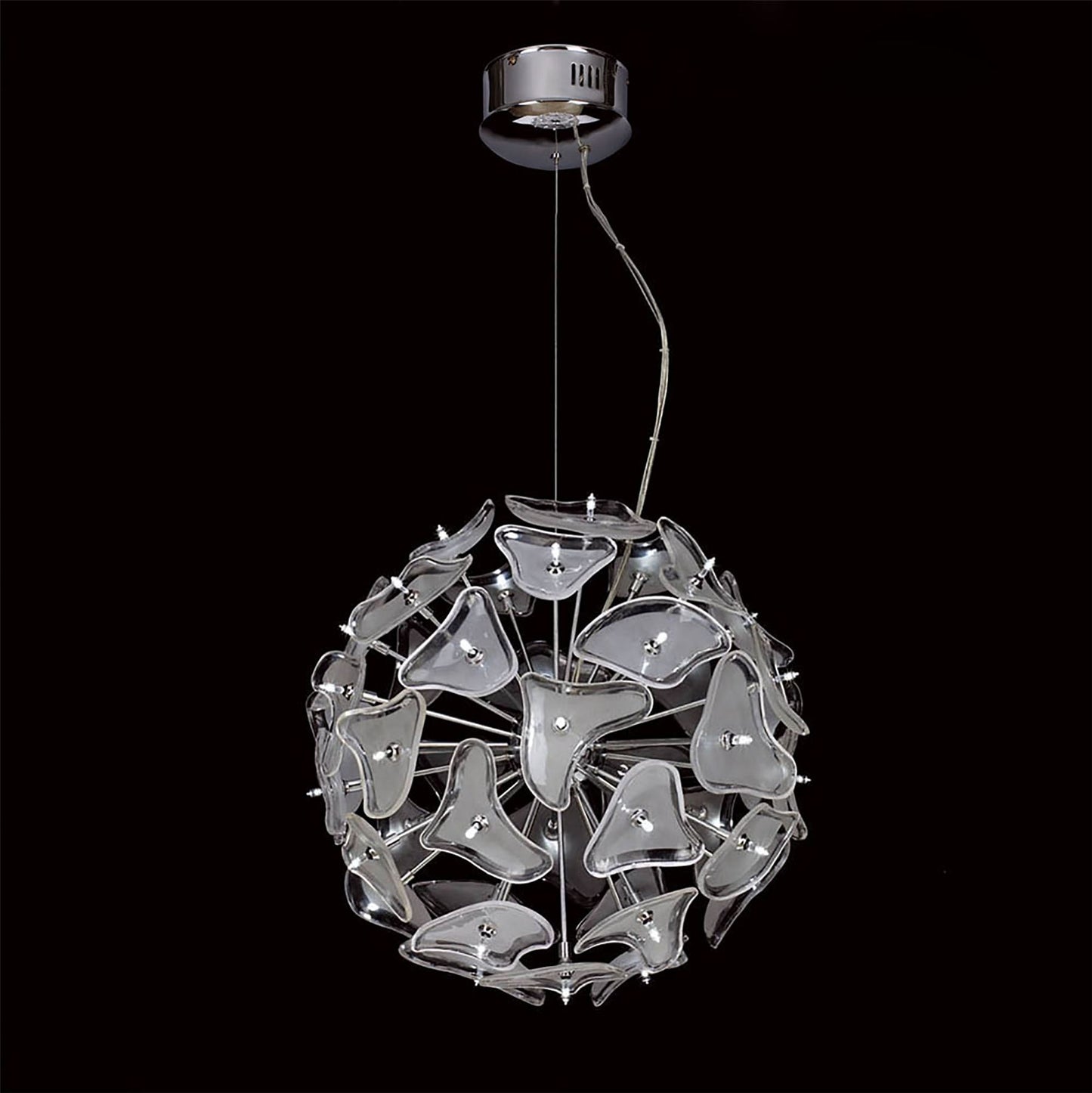 Mantra Otto 46cm Pendant 41 Light G4 Sphere, Polished Chrome/Frosted Glass, NOT LED/CFL Compatible