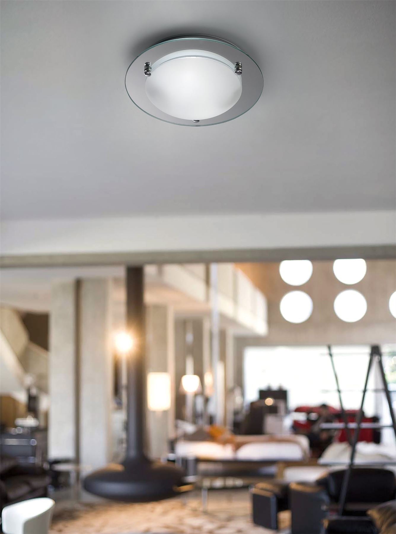 Deco Brooklyn Ceiling 300mm Round 2 Light E27 Polished Chrome