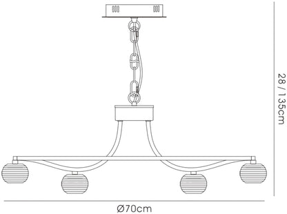 Diyas Polana 70cm  Round 12 Light G4 Polished Chrome, NOT LED/CFL Compatible Ceiling Pendant Light Fitting