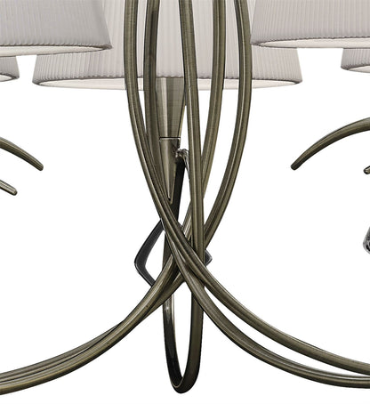 Mantra Mara 78cm Pendant 5 Light E14, Antique Brass with Ivory White Shades