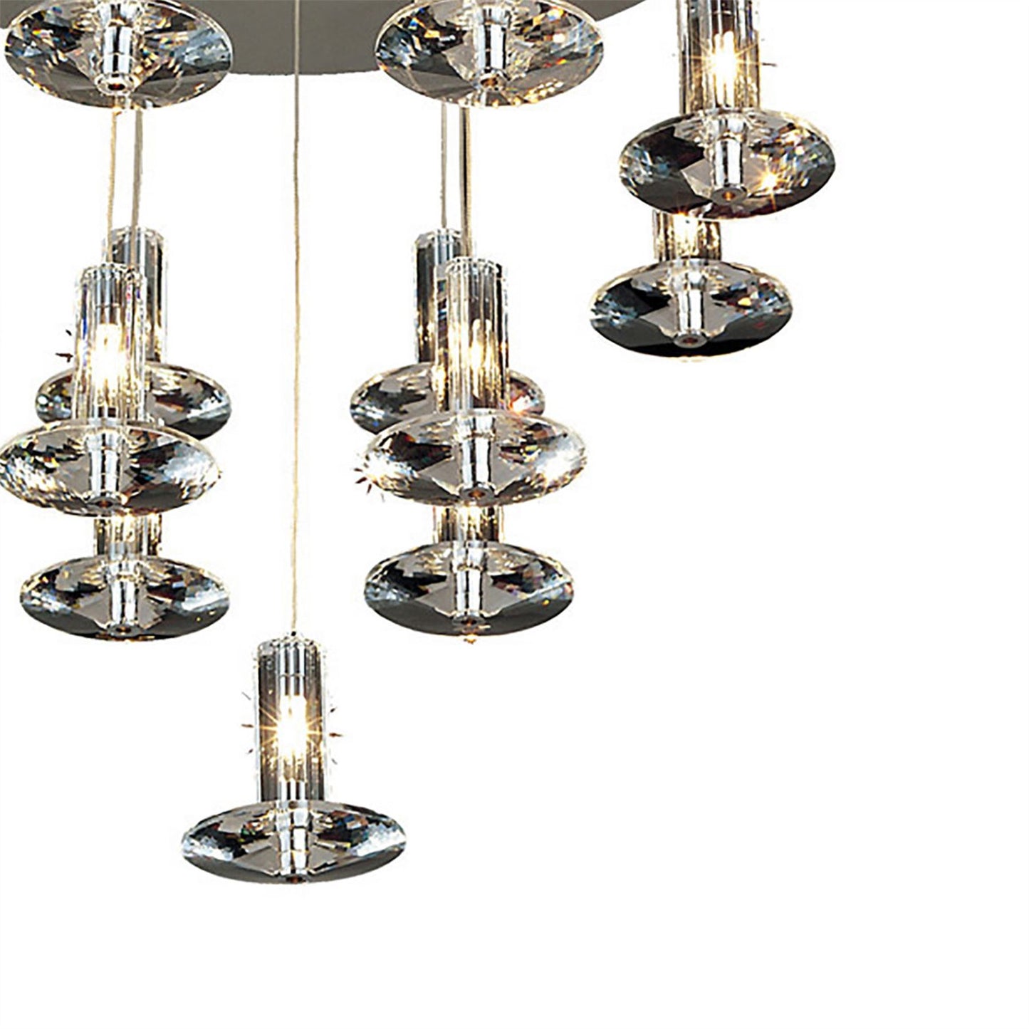 Diyas Troy 50cm  Round 13 Light G4 Polished Chrome/Crystal, NOT LED/CFL Compatible Ceiling Pendant Light Fitting