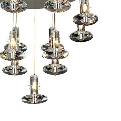 Diyas Troy 50cm  Round 13 Light G4 Polished Chrome/Crystal, NOT LED/CFL Compatible Ceiling Pendant Light Fitting